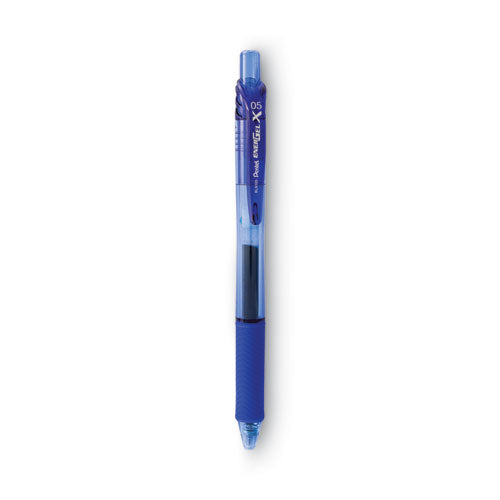 Pentel EnerGel-X Gel Pen, Retractable, Fine 0.5 mm Needle Tip, Blue Ink, Blue Barrel, Dozen