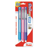 Pentel Clic Eraser Grip Eraser, For Pencil Marks, White Eraser, Randomly Assorted Barrel Colors (Three-Colors), 3/Pack