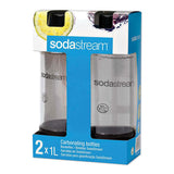 SodaStream Carbonating Bottle Twin Pack, Plastic, 33 oz, Clear/Black