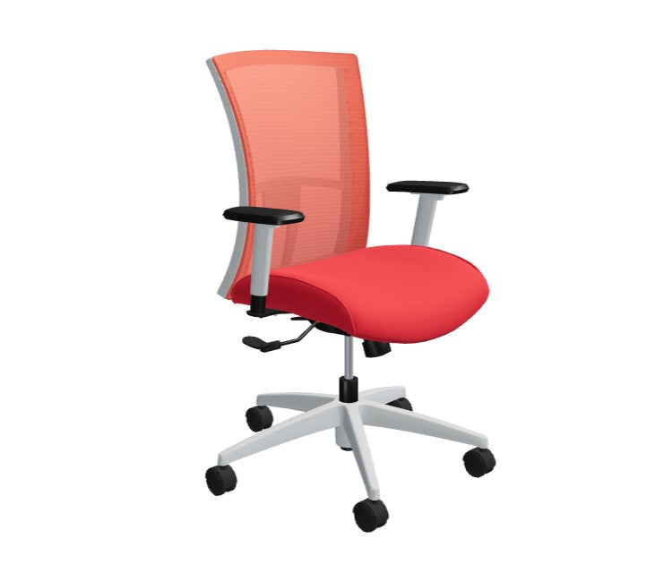 Global Vion – Lush Paprika Mesh Medium Back Tilter Task Chair in Vibrant Fabric for the Modern Office, Home and Business