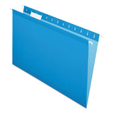 Pendaflex Colored Reinforced Hanging Folders, Legal Size, 1/5-Cut Tab, Blue, 25/Box
