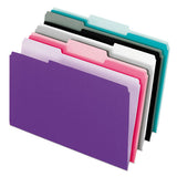 Pendaflex Interior File Folders, 1/3-Cut Tabs: Assorted, Letter Size, Assorted Colors: Aqua/Black/Gray/Pink/Violet, 100/Box