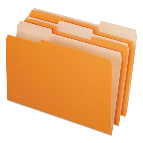 Pendaflex Interior File Folders, 1/3-Cut Tabs: Assorted, Legal Size, Orange, 100/Box