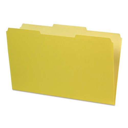 Pendaflex Interior File Folders, 1/3-Cut Tabs: Assorted, Legal Size, Yellow, 100/Box