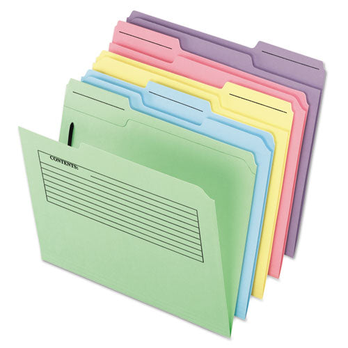 Pendaflex Printed Notes Fastener Folder, 1 Fastener, Letter Size, Assorted Exterior, 30/Pack
