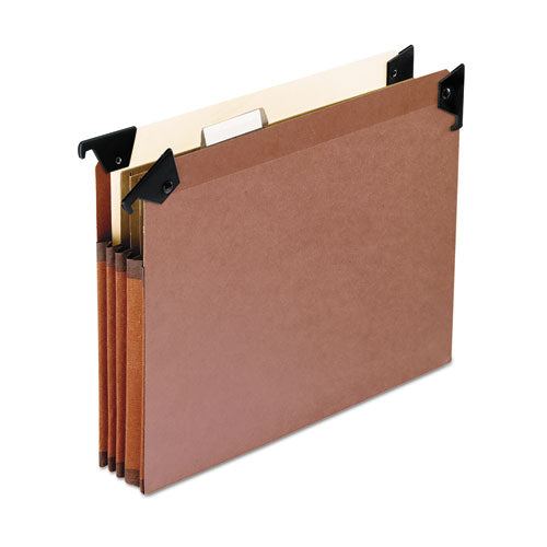 Pendaflex Premium Expanding Hanging File Pockets with Swing Hooks and Dividers, Letter Size, 1/5-Cut Tab, Brown, 5/Box