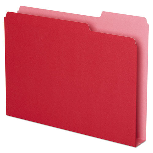Pendaflex Double Stuff File Folders, 1/3-Cut Tabs: Assorted, Letter Size, 1.5" Expansion, Red, 50/Pack
