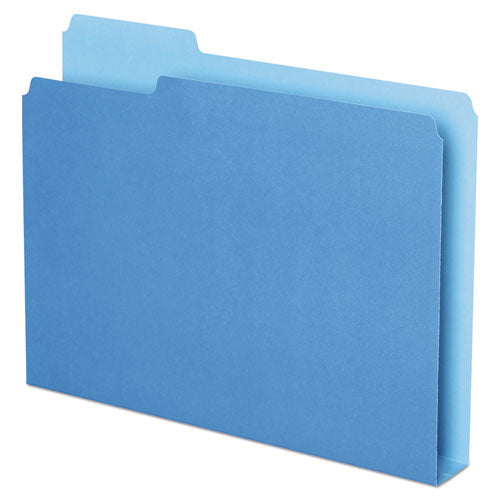 Pendaflex Double Stuff File Folders, 1/3-Cut Tabs: Assorted, Letter Size, 1.5" Expansion, Blue, 50/Pack