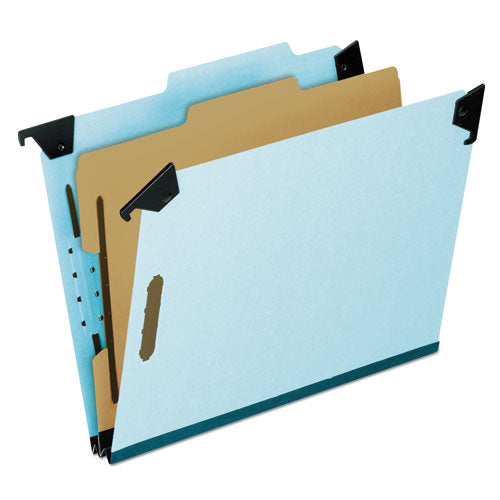 Pendaflex Hanging Classification Folders with Dividers, Letter Size, 1 Divider, 2/5-Cut Tab, Blue