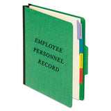 Pendaflex Vertical-Style Personnel Folders, 5 Manila Dividers with 1/5-Cut Tabs, 2 Fasteners, Letter Size, Green Exterior