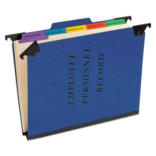 Pendaflex Hanging-Style Personnel Folders, 5 Dividers with 1/5-Cut Tabs, 1/3-Cut Exterior Tabs, Letter Size, Blue