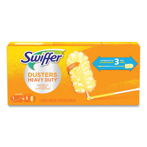 Swiffer Heavy Duty Dusters with Extendable Handle, 14" to 3 ft Handle, 1 Handle and 3 Dusters/Kit