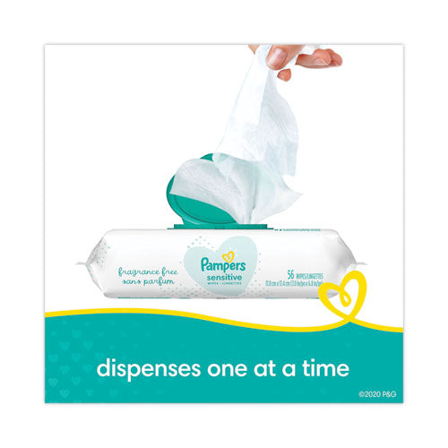 Pampers Sensitive Baby Wipes, 6.8 x 7,  Unscented, White, 56/Pack