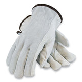 PIP Top-Grain Leather Drivers Gloves with Shoulder-Split Cowhide Leather Back, X-Large, Gray