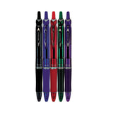 Pilot Acroball Colors Advanced Ink Ballpoint Pen, Retractable, Medium 1 mm, Assorted Ink and Barrel Colors, 5/Pack