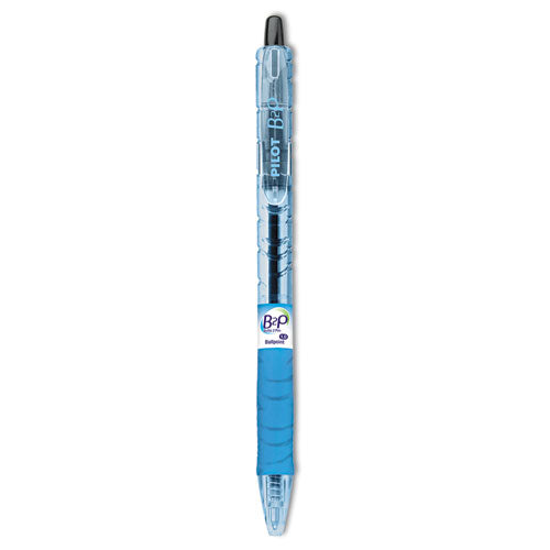 Pilot B2P Bottle-2-Pen Recycled Ballpoint Pen, Retractable, Medium 1 mm, Black Ink, Translucent Blue Barrel, Dozen