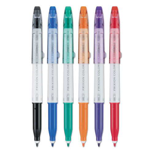 Pilot FriXion Colors Erasable Porous Point Pen, Stick, Bold 2.5 mm, Six Assorted Ink Colors, White Barrel, 6/Pack