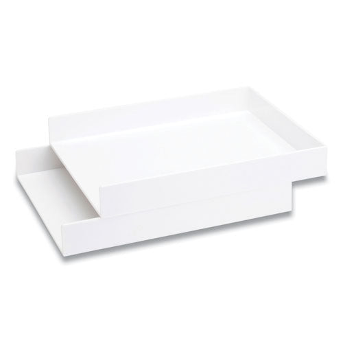 Poppin Stackable Letter Trays, 1 Section, Letter Size Files, 9.75 x 12.5 x 1.75, White, 2/Pack