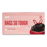 Perk Drawstring Heavy-Duty Trash Bags, 33 gal, 1.1 mil, 37" x 33", Black, 30/Box