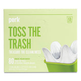 Perk Tab-Tie Tall Kitchen Trash Bags, 13 gal, 0.9 mil, 28" x 24", White, 80/Box
