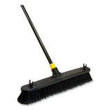 Quickie Bulldozer Smooth Surface Pushbroom, Split-Tip Horse-Hair Bristles, 24 x 60, Steel Handle, Black/Yellow