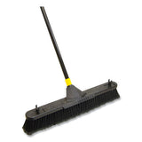 Quickie Bulldozer Smooth Surface Pushbroom with Scraper Block, 24 x 60, Powder Coated Handle, Tampico Bristles, Black/Yellow