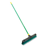 Quickie Bulldozer Multisurface Pushbroom with Scraper Block, 24 x 60, Powder Coated Steel Handle, Green/Black/Yellow