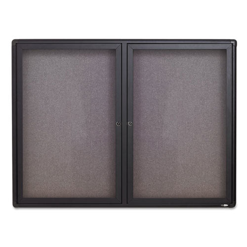 Quartet Enclosed Fabric-Cork Board, 48 x 36, Gray Surface, Graphite Aluminum Frame
