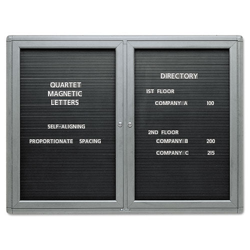 Quartet Enclosed Magnetic Directory, 48 x 36, Black Surface, Graphite Aluminum Frame