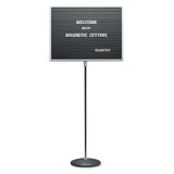 Quartet Adjustable Single-Pedestal Magnetic Letter Board, 24 x 18, Black, Gray Frame