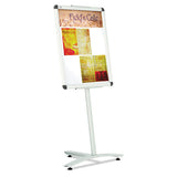 Quartet Improv Lobby Clip-Frame Pedestal Sign, 18 x 24 Frame, 54" High, Aluminum