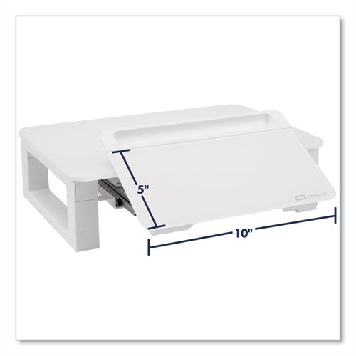 Quartet Adjustable Height Desktop Glass Monitor Riser with Dry-Erase Board, 14 x 10.25 x 2.5 to 5.25, White, Supports 100 lb