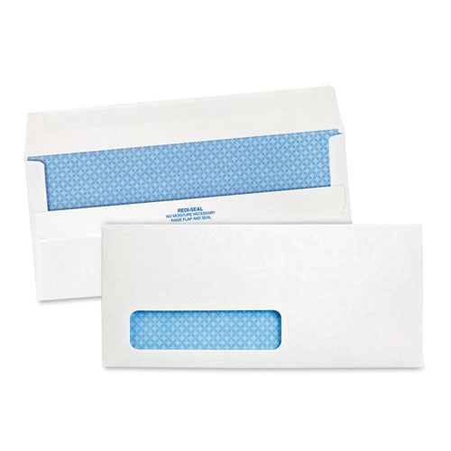 Quality Park Redi-Seal Envelope, Address Window, Security Tinted, #10, Commercial Flap, Redi-Seal Closure, 4.13 x 9.5, White, 500/Box