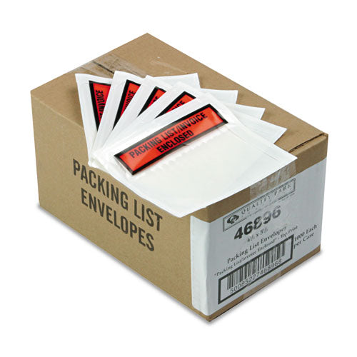 Quality Park Self-Adhesive Packing List Envelope, 4.5 x 5.5, Clear/Orange, 1,000/Carton