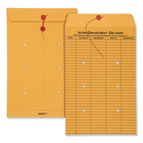 Quality Park Brown Kraft String and Button Interoffice Envelope, #98, One-Sided Five-Column Format, 10 x 15, Brown Kraft, 100/Carton