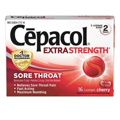 Cepacol Exta Strength Sore Throat Lozenge, Cherry, 16/Box, 24 Boxes/Carton