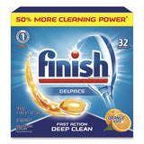 FINISH Dish Detergent Gelpacs, Orange Scent, Box of 32 Gelpacs, 8 Boxes/Carton