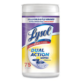 LYSOL Brand Dual Action Disinfecting Wipes, 7 x 7.5, Citrus, White/Purple, 75/Canister, 6/Carton