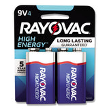Rayovac High Energy Premium Alkaline 9V Batteries, 4/Pack