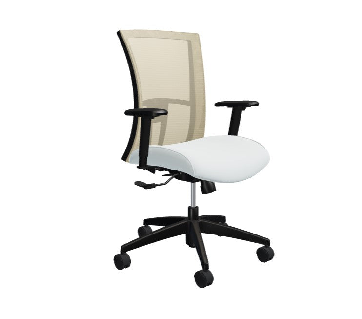 Global Vion – Sleek Rope Mesh Medium Back Tilter Task Chair in Vinyl for the Modern Office, Home and Business