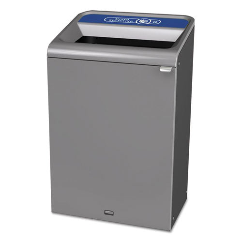 Rubbermaid Commercial Configure Indoor Recycling Waste Receptacle, 33 gal, Gray, Mixed Recycling