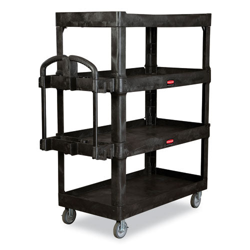 Rubbermaid Commercial 4-Shelf Heavy-Duty Ergo Utility Cart, 700 lb Capacity, 24.35 x 54.1 x 62.4, Black