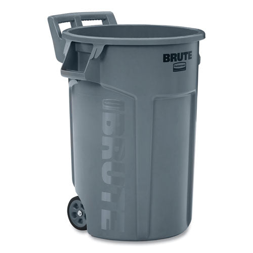 Rubbermaid Commercial Vented Wheeled Brute Container, 44 gal, Plastic, Gray