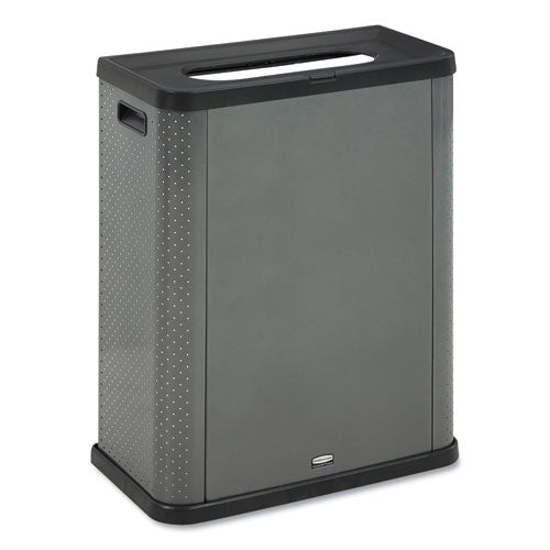 Rubbermaid Commercial Elevate Decorative Refuse Container, Landfill, 23 gal, 25.14 x 12.8 x 31.5, Pearl Dark Gray
