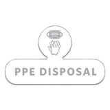 Rubbermaid Commercial Medical Decal, PPE DISPOSAL, 9.5 x 5.6, White
