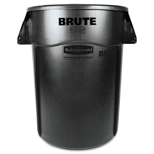 Rubbermaid Commercial Brute Vented Trash Receptacle, Round, 44 gal, Black