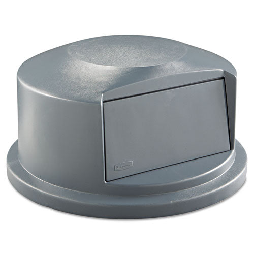 Rubbermaid Commercial Round BRUTE Dome Top Receptacle, Push Door for 44 gal Containers, 24.81w x 12.63h, Gray