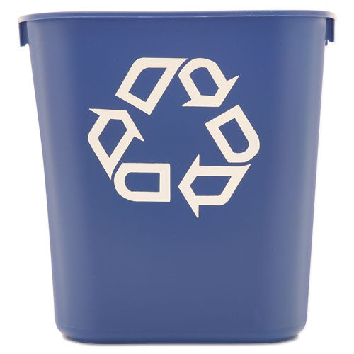 Rubbermaid Commercial Small Deskside Recycling Container, Rectangular, Plastic, 13.63 qt, Blue