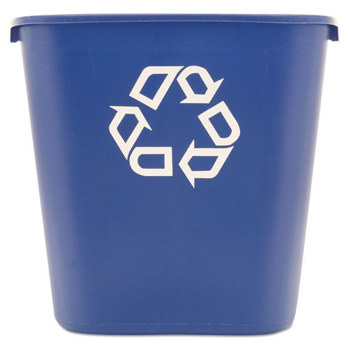 Rubbermaid Commercial Medium Deskside Recycling Container, Rectangular, Plastic, 28.13 qt, Blue