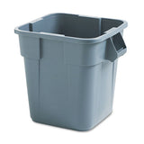 Rubbermaid Commercial Brute Container, Square, Polyethylene, 28 gal, Gray